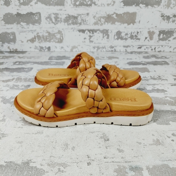 Born Fressia Light Braided Tan Slip On PLatform Sandals H571 - Picture 5 of 13